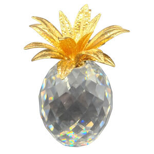Swarovski Crystal Figurine 4-1/4" LARGE PINEAPPLE w/GOLD LEAVES 7507 105001